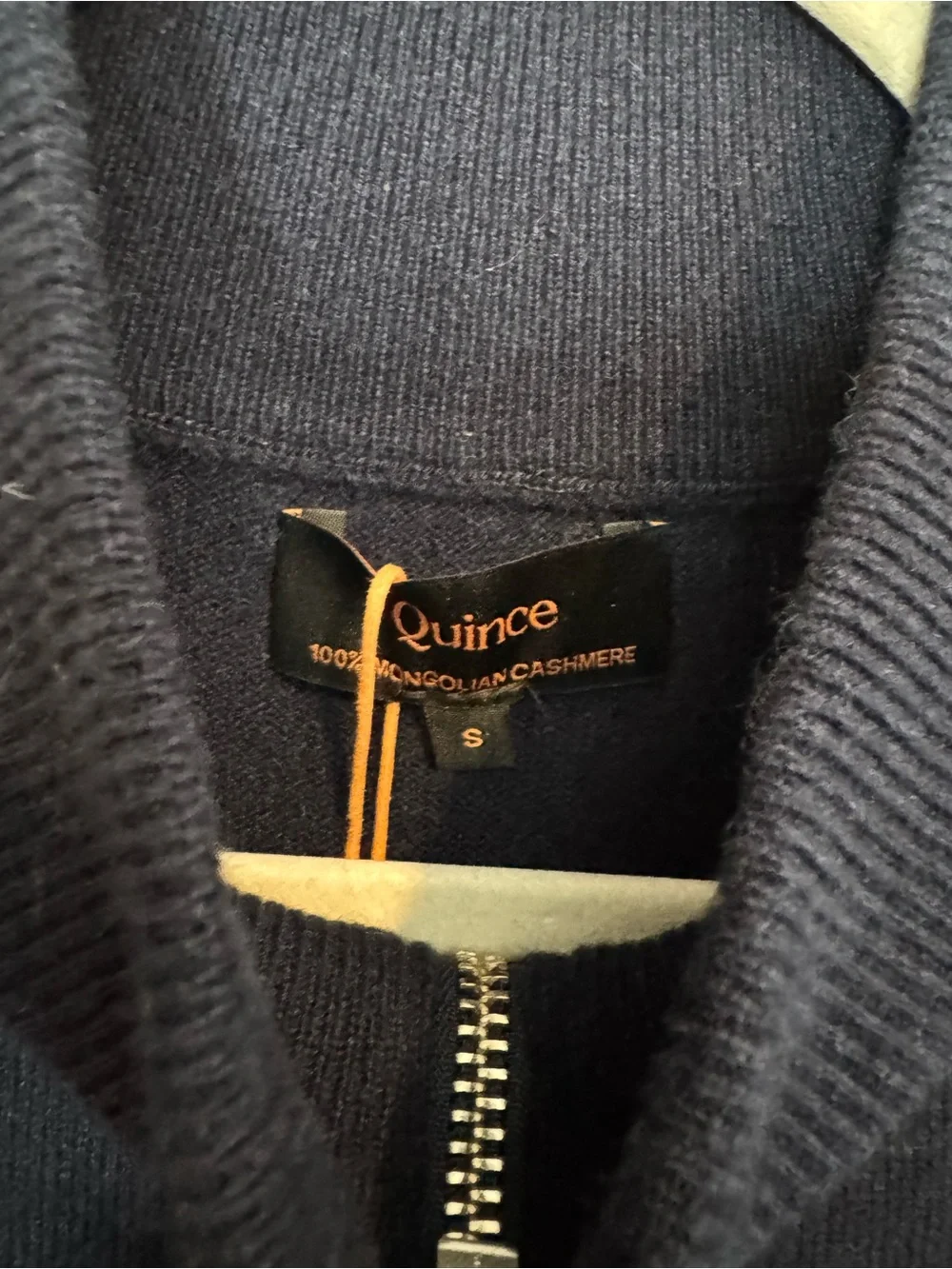 Quince Mongolian Cashmere Full Zip Sweater True Navy